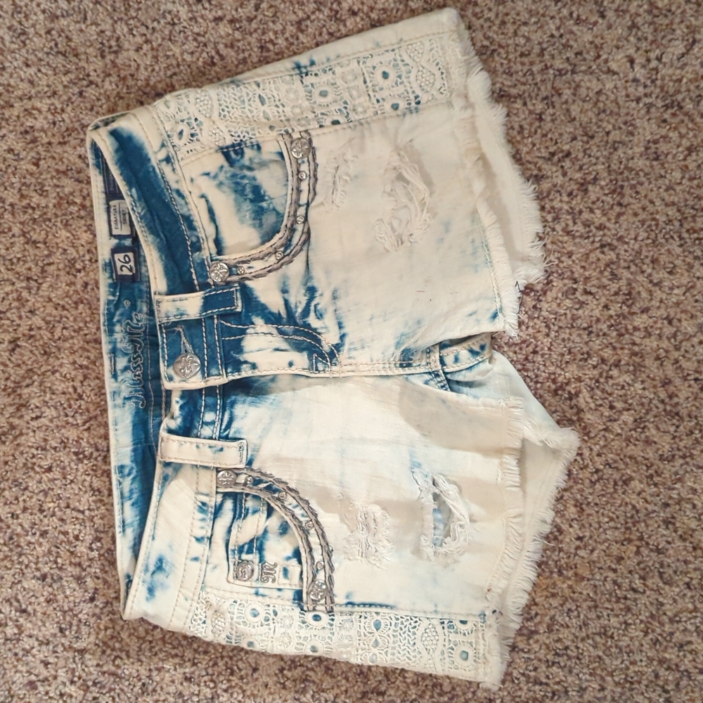 Miss Me Blue and White Jean Shorts